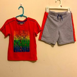 Boys Paw Patrol outfit shirt and shorts